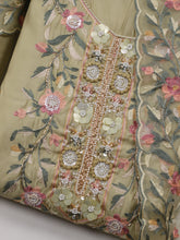 Neck Embroidered Chanderi Unstitched Suit With Dupatta